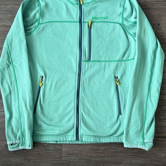 MARMOT PREON MINT TEAL GREEN FULL ZIP SWEATER MENS MEDIUM - Picture 3 of 6